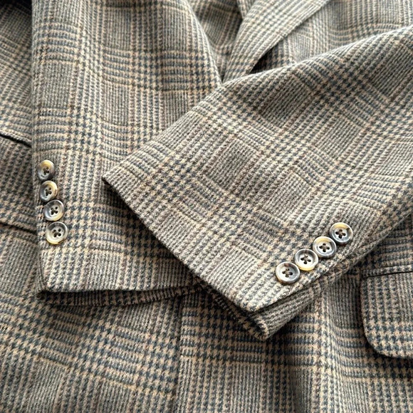 CRICKETEER Vintage Wool Camel Hair Houndstooth Plaid Blazer Sport Coat 46L - Picture 13 of 16